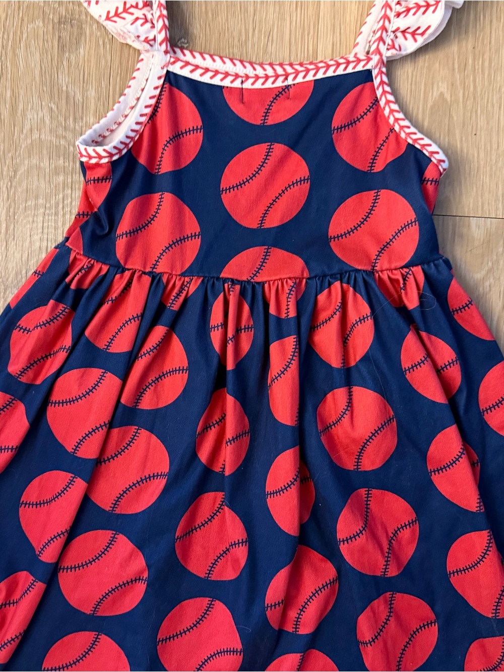 Pete & Lucy Girl's Size 4T Red & Navy Sundress With Baseball Pattern - Picture 7 of 7